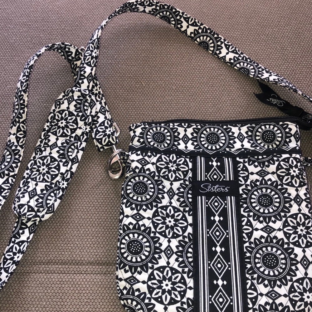 Black and white cross-body purse